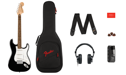 Squier Affinity Series™ Stratocaster® Mustang™ Micro Pack Black