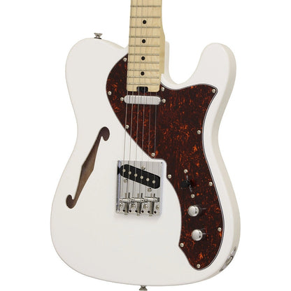 Aria 615-TL Series Semi-Hollow Electric Guitar in White Gloss Pickups: 2 x Single Coil