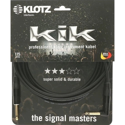Klotz KIK Pro 3m Angled-Straight Instrument Cable Black with Gold Tip KIKKG30PRSW